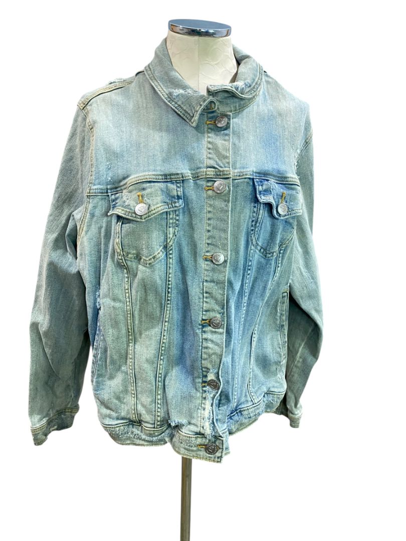Size 4X Torrid Womens Distressed Jean Jacket Light Wash Denim