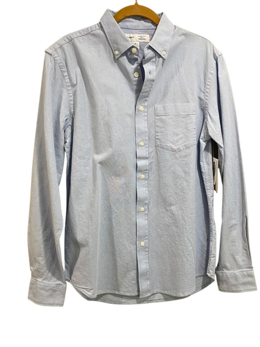 Medium Slim Fit Old Navy Mens New Blue Button Down Shirt Built-In Flex