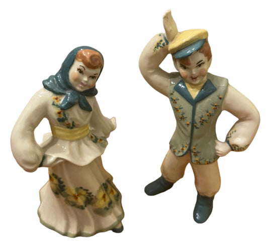 Vintage East European Dancers Ceramic Man Woman Figurines Traditional 6.5"h