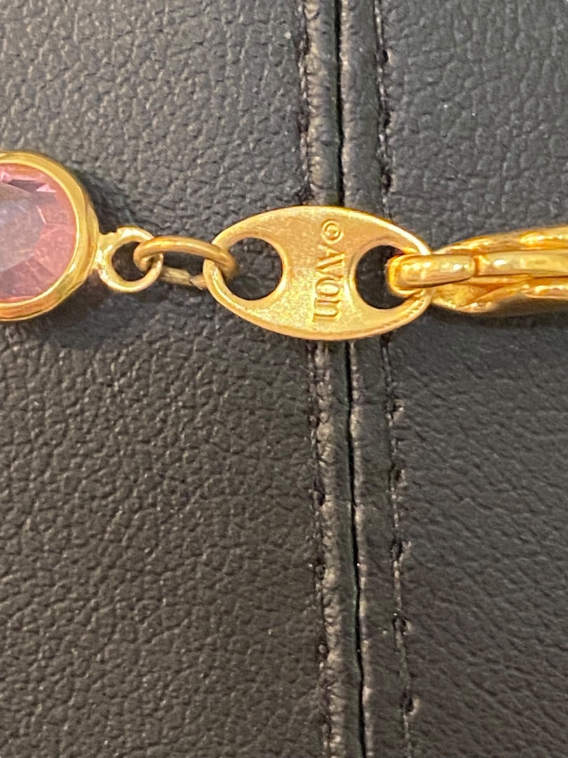 Goldtone Pink Signed Avon 22.5" Necklace Lobster Clasp