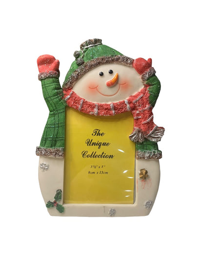 Jubilee Crafts Tabletop Green Hat Snowman Tabletop Photo Frame for 3.5x5"