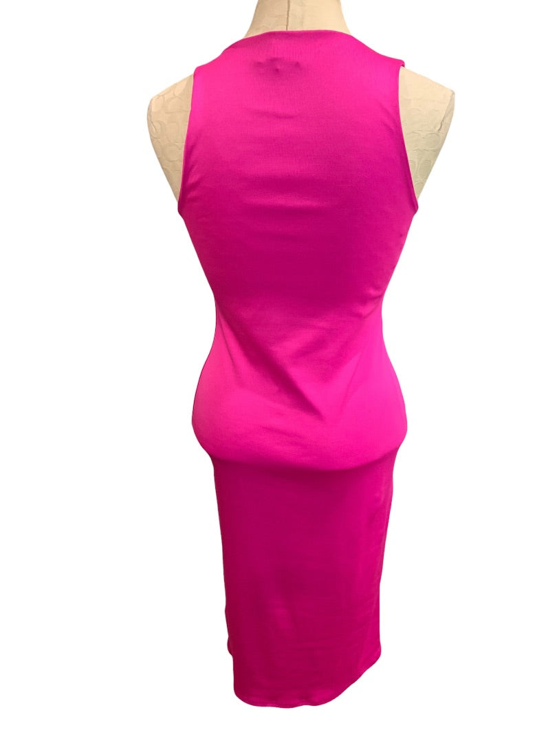 Small Gaze Hot Pink New Bodycon Dress Offset Keyhole Neckline