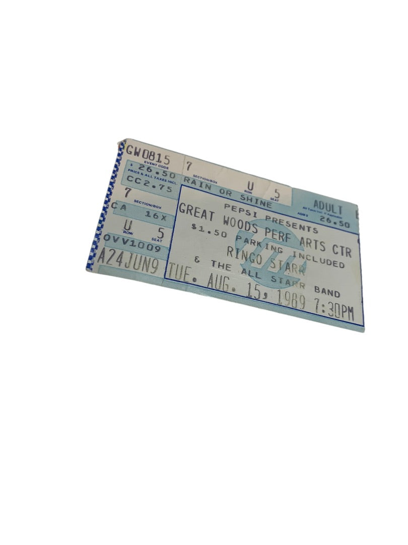 Ringo Starr Used Ticket Stub August 15 1989 Great Woods Perf Arts Ctr Ephemera