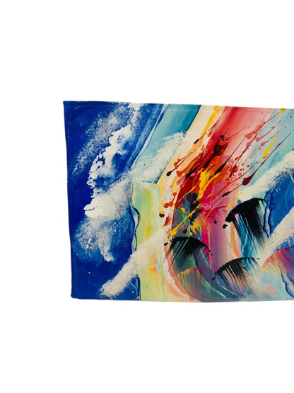 Brushstrokes Portfolio Bag Signed Abstract Art 16.5" x 11" Lined Zip Top