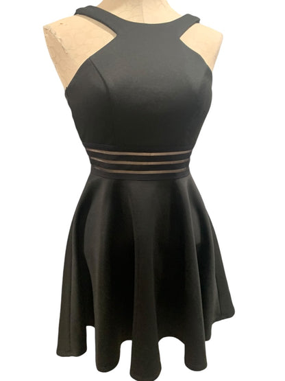 Size 1 City Studio Junior Black Fit and Flare Black Mini Dress Illusion Waist