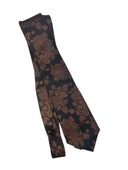 Stafford Mens Necktie X-Long 64" Length Tie Silk Black Paisley Autumn Colors