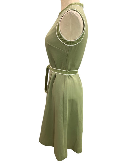 Small Lady Carol of New York Vintage 1960s Avocado Green Sleeveless Dress Union Label