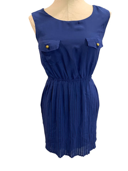 Small Be Bop Blue Dress Pullover Sleeveless Pleated Skirt Sheer Junior