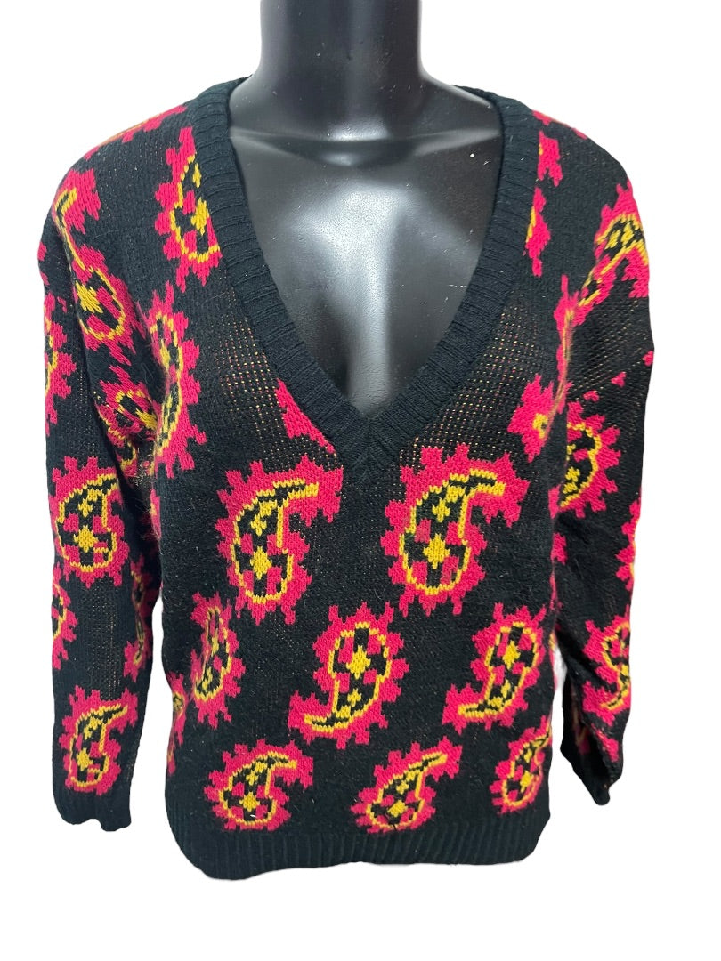 Medium Arlando Vintage 1990s Womens V-Neck Paisley Sweater