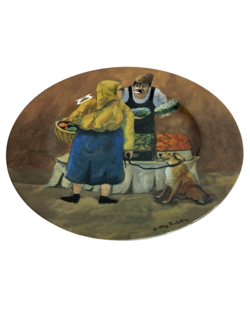 Guy Buffet Tuscan Storefronts Salad Plate Farmer Produce 8 Inch