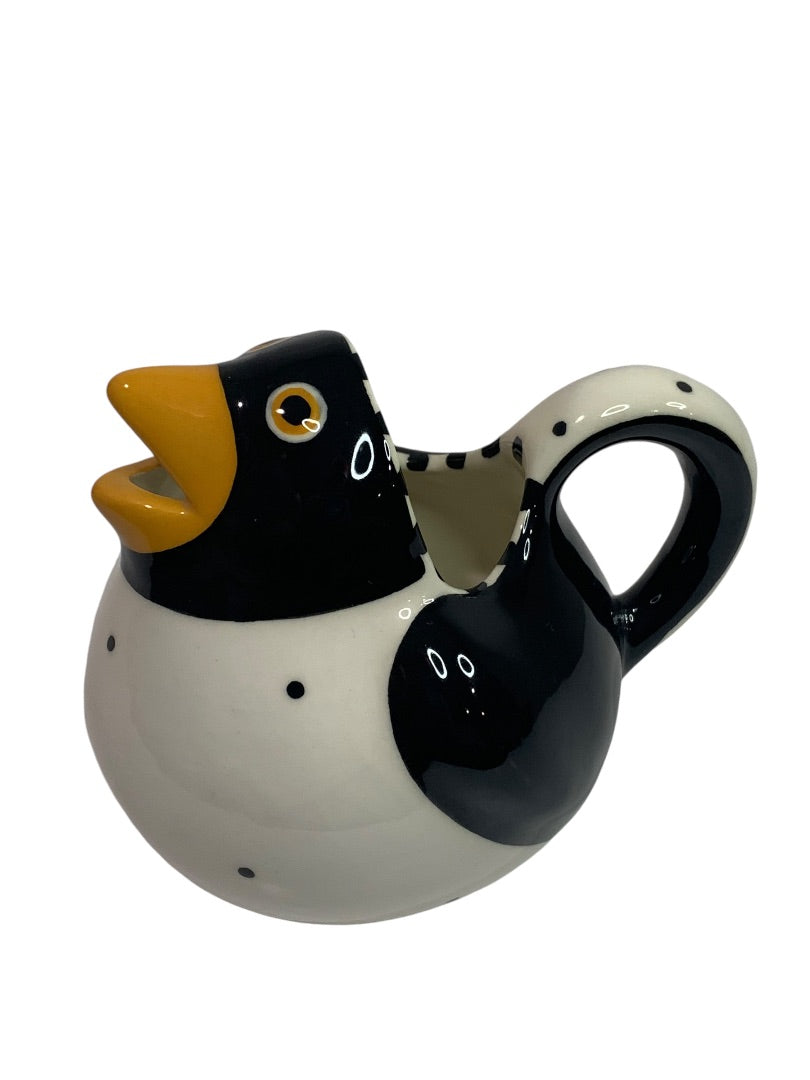 Palmer Ceramic Creamer Pitcher Black White Bird Figural