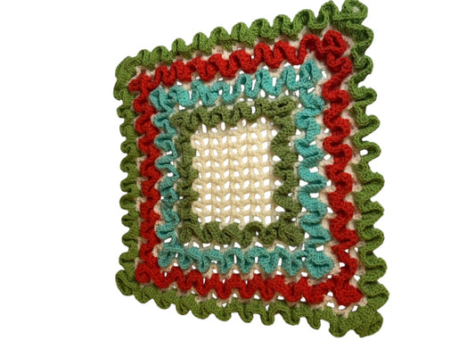 Vintage 1970s Handmade Crocheted Doily 14 Inches Square