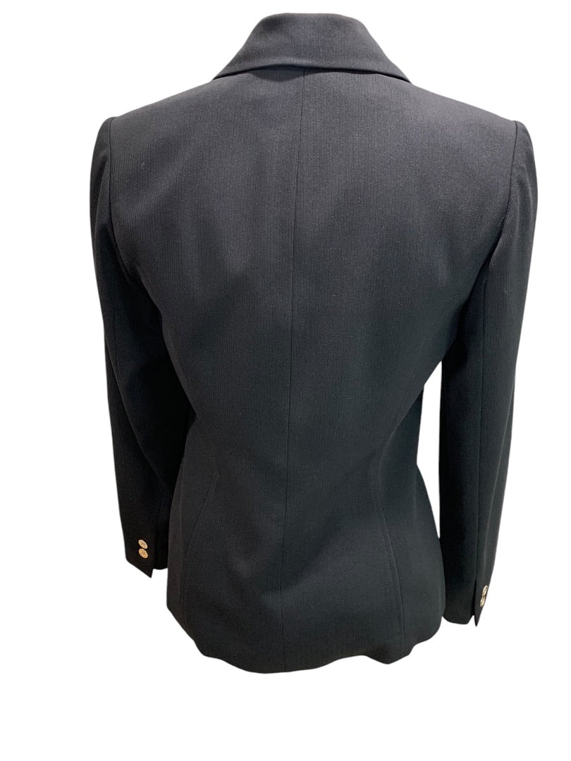 Size 6 Kasper for ASL Womens Suit Jacket Black Silvertone Buttons Blazer