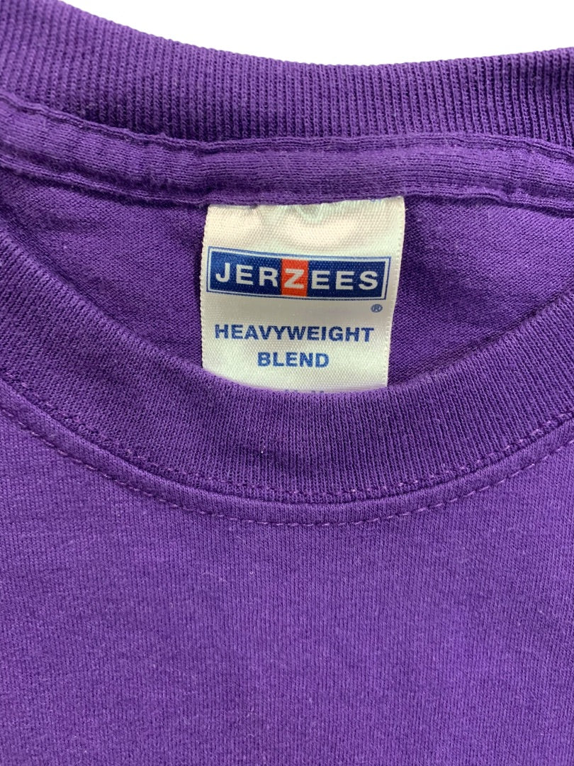 Medium Jerzees Mens Solid Purple Tshirt Short Sleeve Heavyweight Cotton