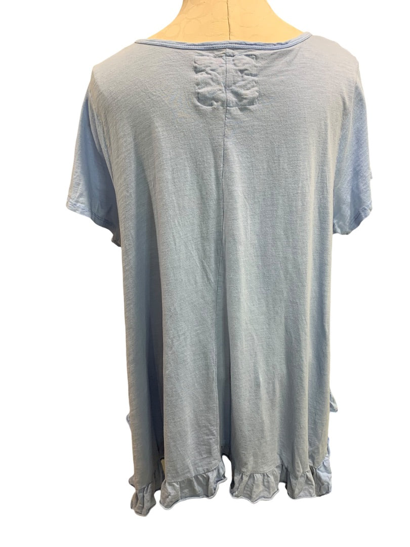 1X Cupio Woman Light Blue Swing Tshirt Ruffle Hem