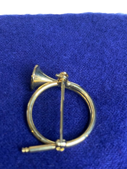 Goldtone French Horn 1.25 Inch Brooch Pin