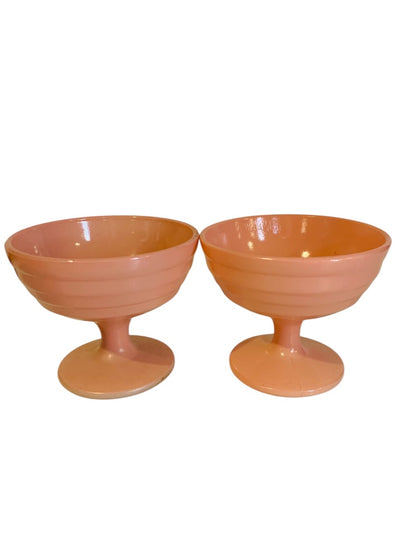Set of 2 Hazel Atlas 1940s Sherbet Dish Moderntone Platonite Pastel Pink
