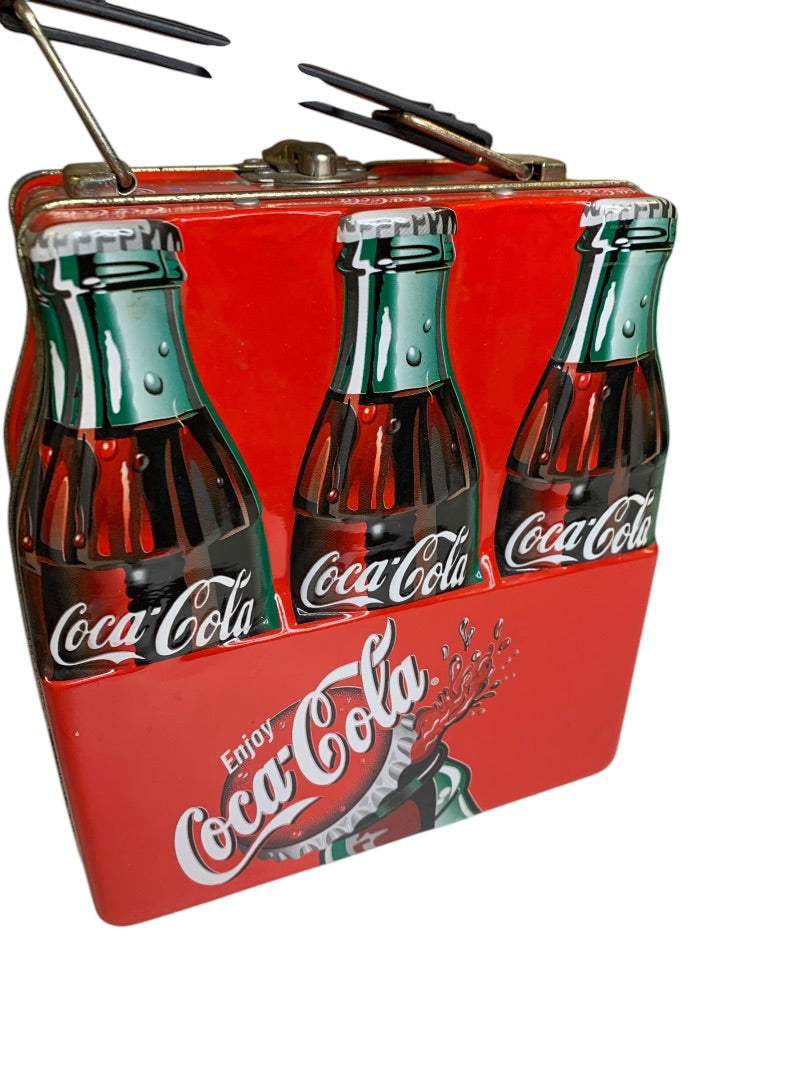 Coca-Cola Tin Lunch Box Clasp 6 Pack Look  6.25" x 2.5"