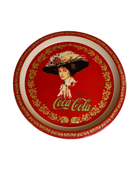 Vintage 1982 Coca-Cola Metal Serving Tray Coke Round 13 Inch