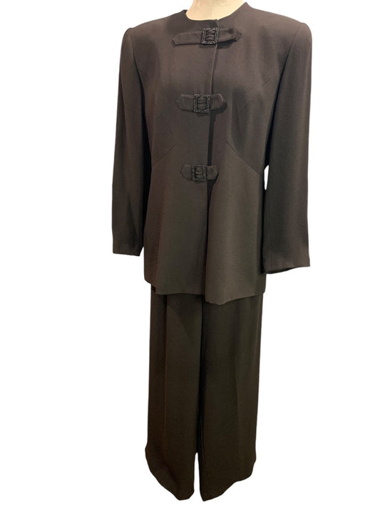 Size 14 Zelda Womens Vintage 1990s 2 Piece Brown Dressy Suit