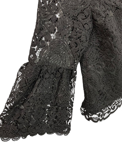 XS BB Dakota Womens Black Lace Shirt Lined Bodice Blouse