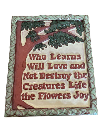 Whispering Hill Studio Henry Mercer Saying Who Learns Will Love Wall Hanging