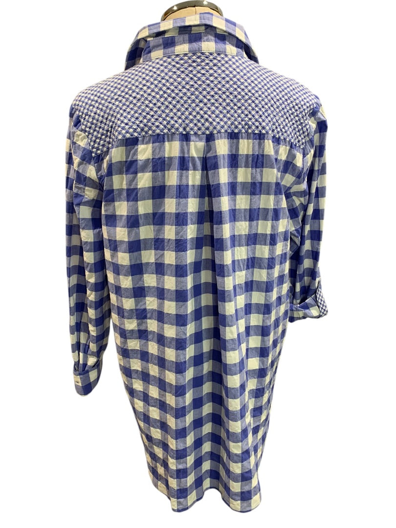 Large Multiples Womens Gingham Blouse Rolltab Sleeve Shirt