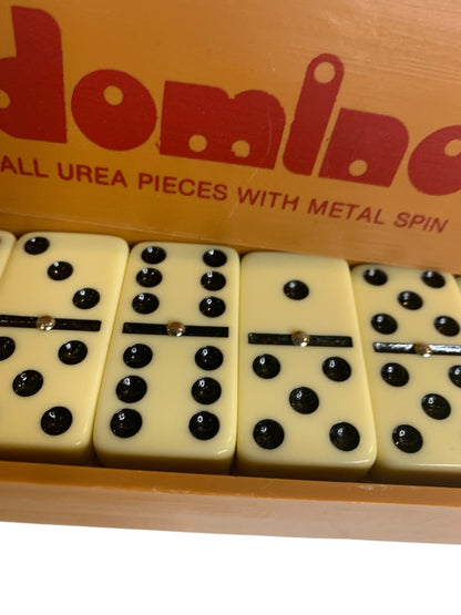 Box of 28 Dominoes Double Six All Urea with Metal Spin