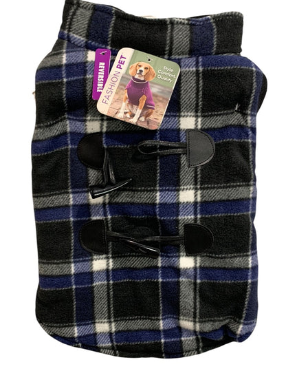 Medium Fashion Pet Dog New Reversible Fleece Jacket Coat Plaid