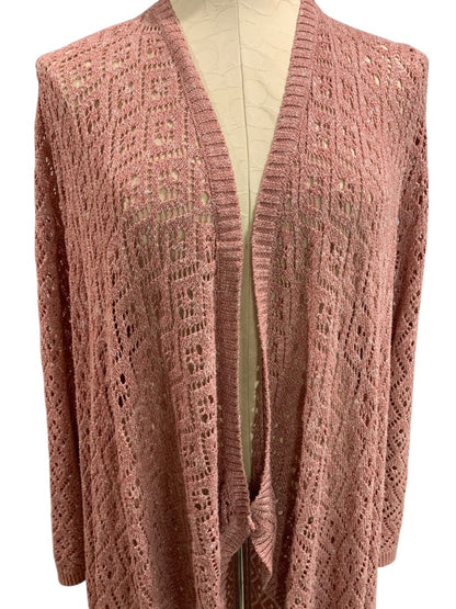 3X Torrid Womens Pink Pointelle Drape Cardigan Sweater