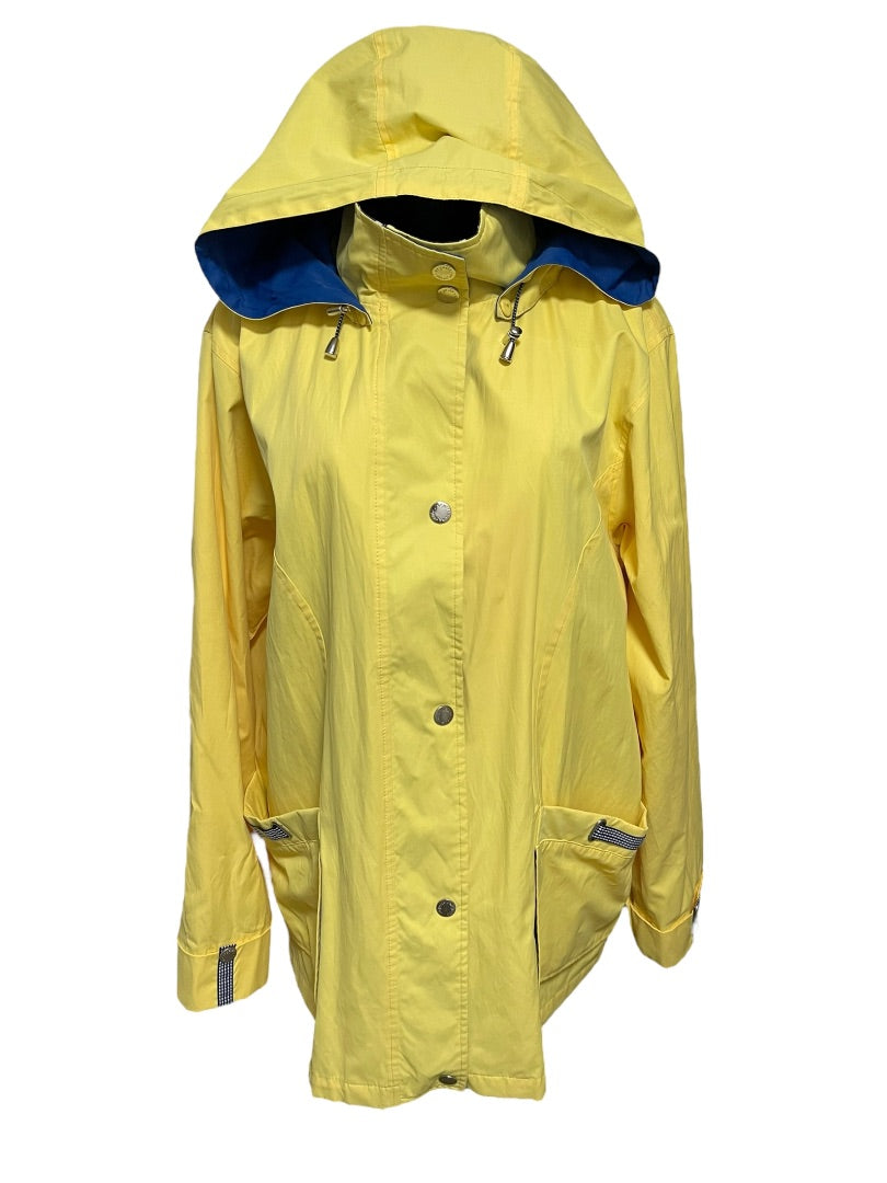 XL Neyelle Lined Womens Hooded Snap Closure Raincoat Pockets Yellow