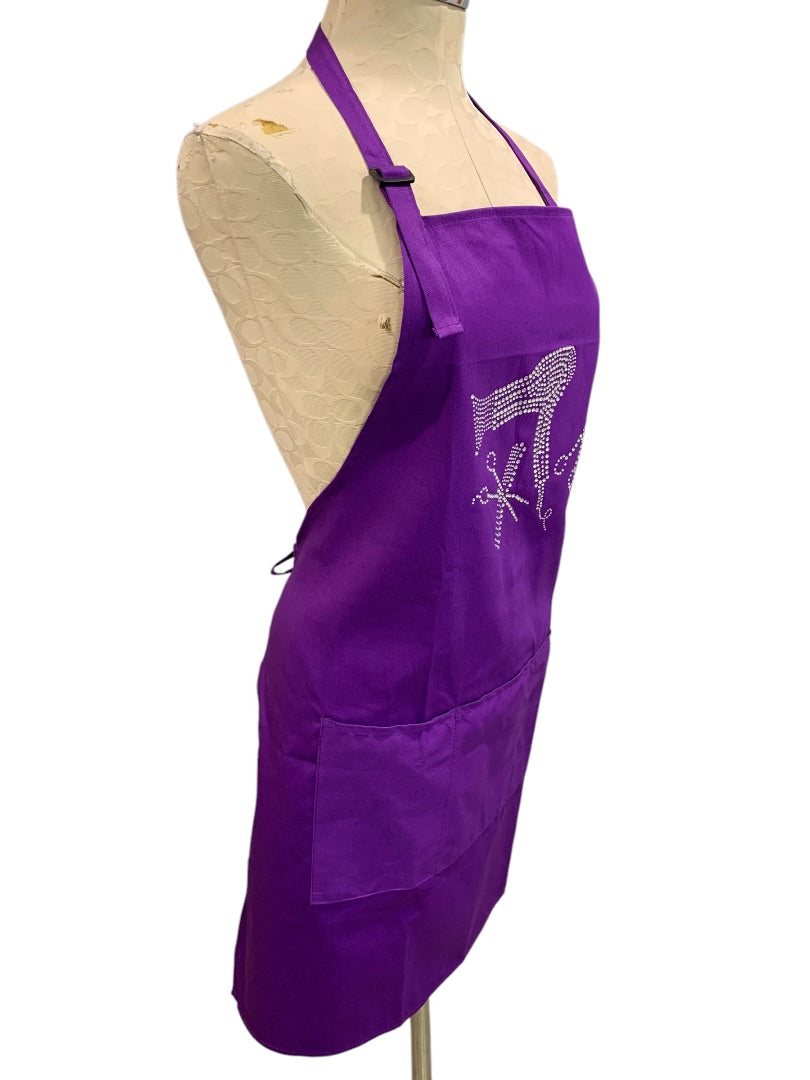 Plum Hill New Hair Stylist Apron Purple Rhinestone Tools Pocket