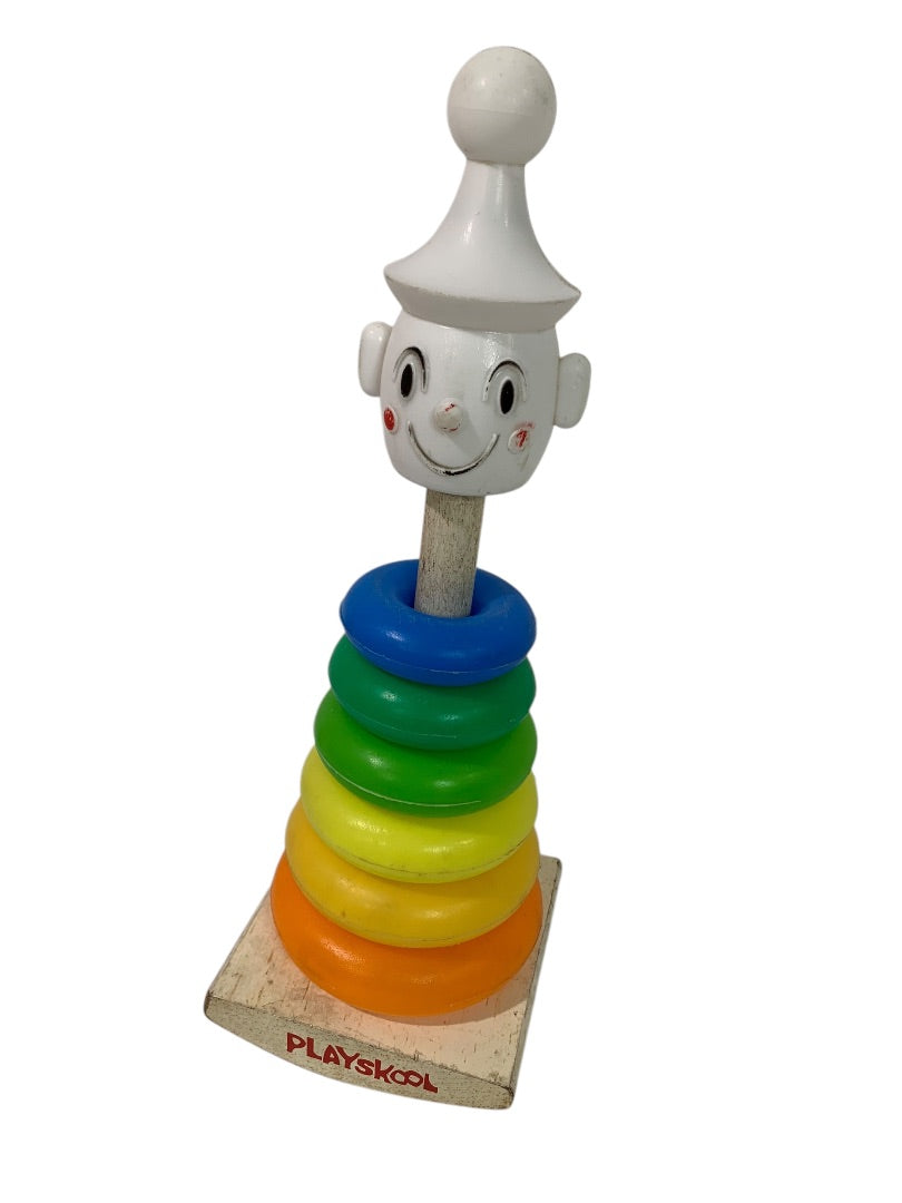 1960s Playskool Teach a Tot Stacking Clown Toy Incomplete Rocking Rainbow