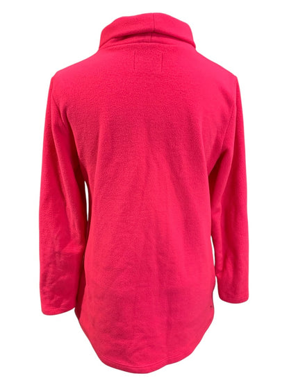 Large Dudley Stephens Womens Greenpoint Turtleneck in Vello Fleece Hot Pink Pockets