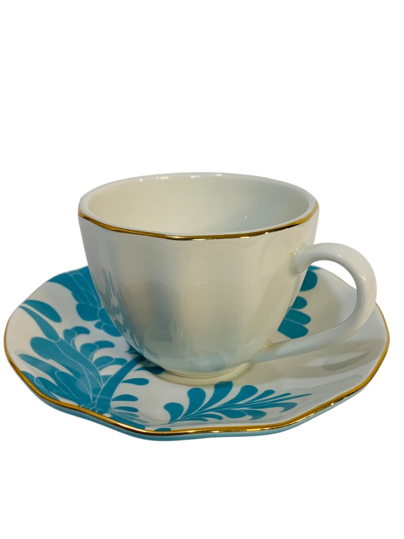 Lenox X Kate Spade Gwinnett Lane Turquoise Cup and Saucer Teacup