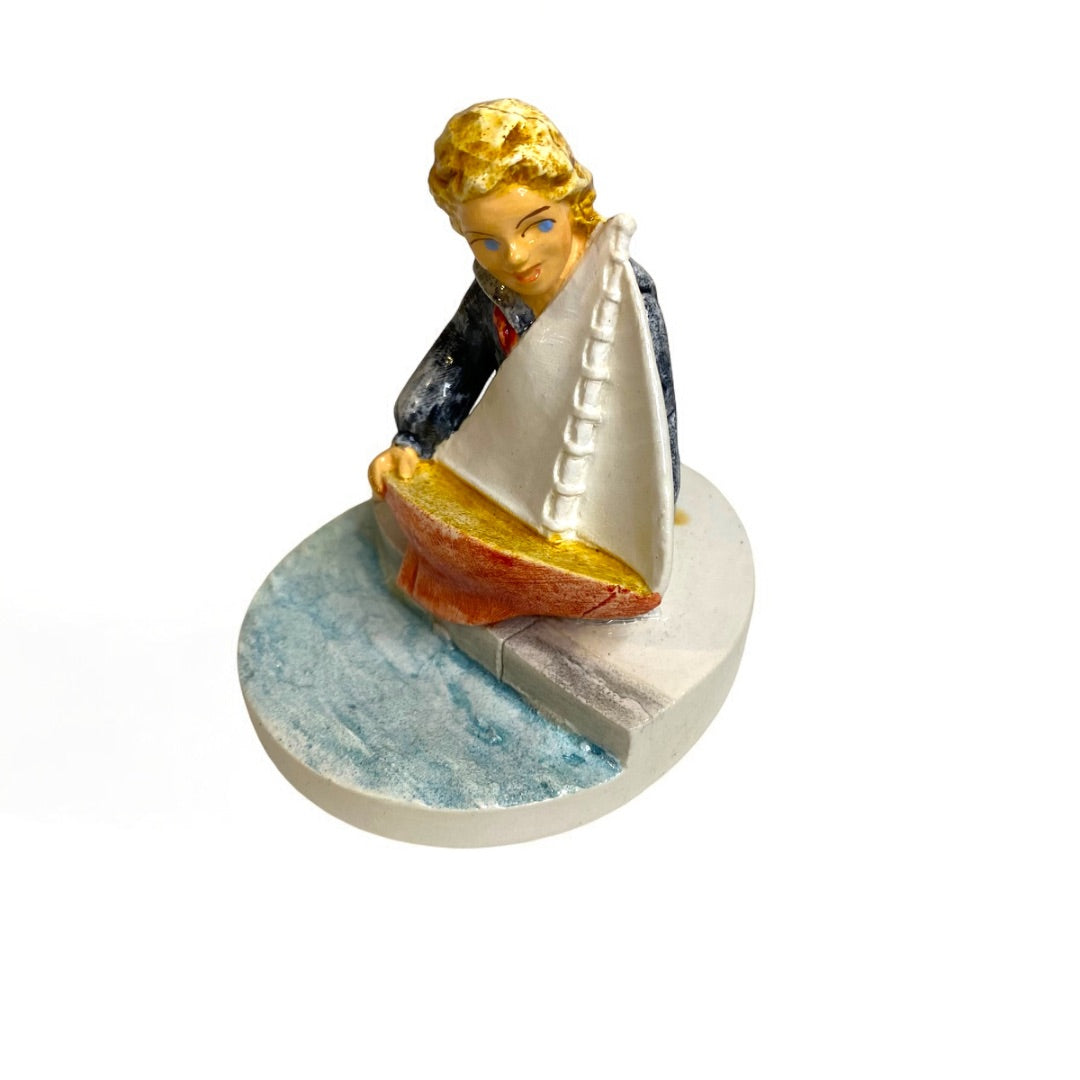 1980 Sebastian Miniatures Figurine Girl Sailboat 3 Inch Numbered