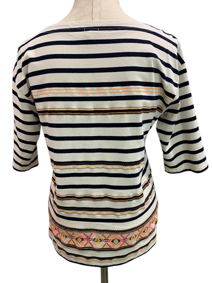 Medium J.Crew Womens Striped Aztec Shirt Pullover Short Sleeve Style 59784