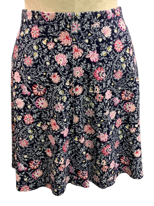 Small LOFT Pull On Knit Skirt Floral New Elastic Waist A-Line