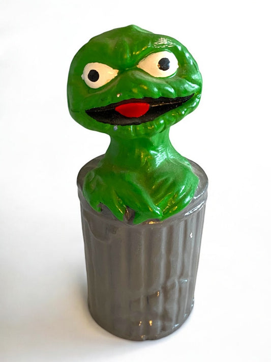1980s Hand Painted Sesame Street Oscar the Grouch Ceramic 5 Inch Figurine