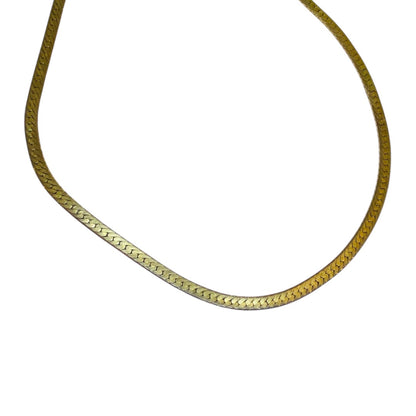 Vintage Goltone Herringbone 18 Inch Chain Necklace Lobster Clasp 5mm