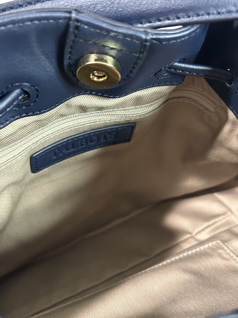 Talbots Blue Suede Drawstring Bucket Bag Purse Top Handle and Strap