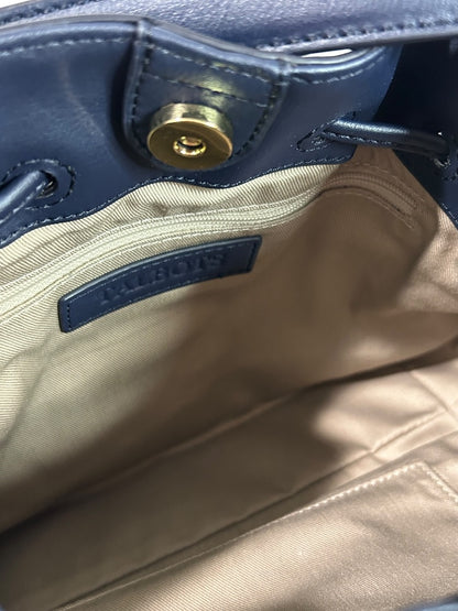 Talbots Blue Suede Drawstring Bucket Bag Purse Top Handle and Strap