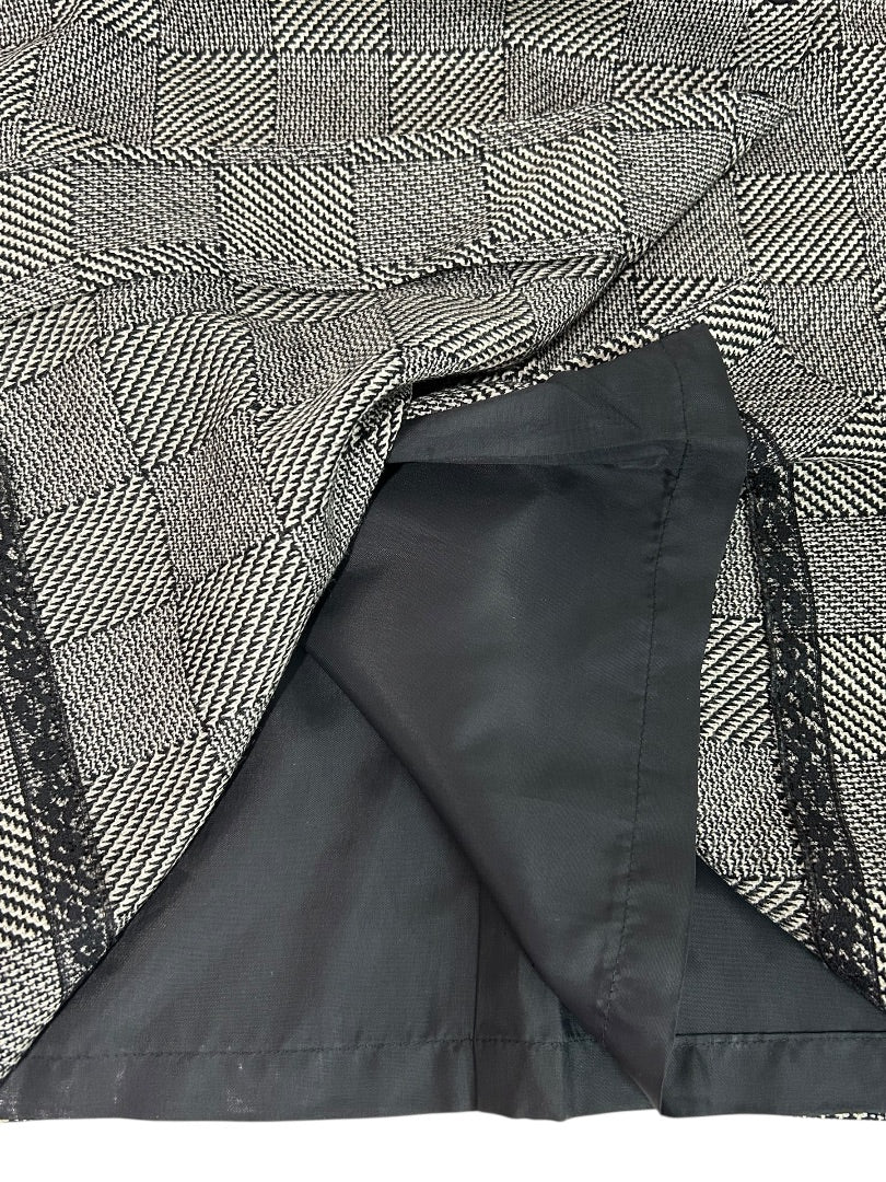 Jaeger Wool Skirt Vintage Checkered Side Button Made In Great Britain Size 24