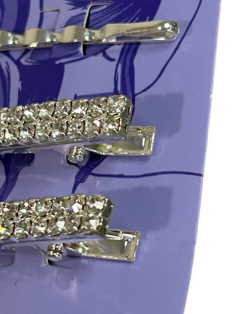 Claires New Silvertone Rhinestone Pack of 6 Bobby Pins Clip Barrettes