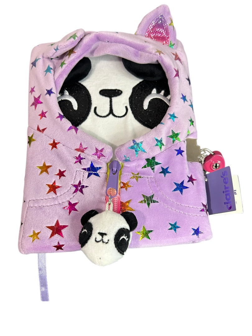 Claires New Plush Lined Journal Diary Locking Penelope Hoods Up 8 x 6 Inch