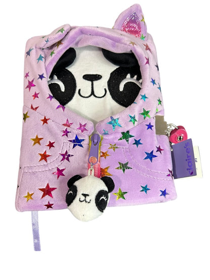 Claires New Plush Lined Journal Diary Locking Penelope Hoods Up 8 x 6 Inch