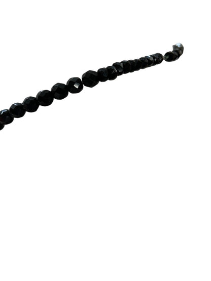 Vintage Jet Aurora Borealis Black Beaded Necklace Overhead 28 Inch