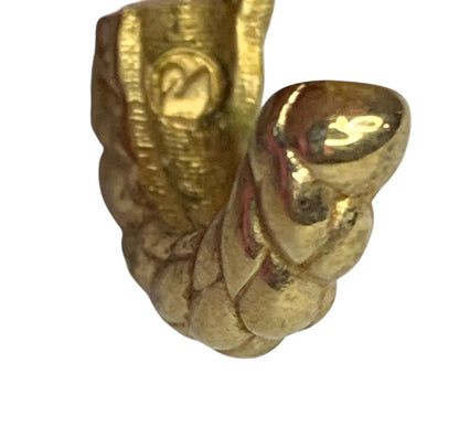 Goldtone Swarovski Hoop Pierced Post Earrings Green Crystal 1 Inch Drop