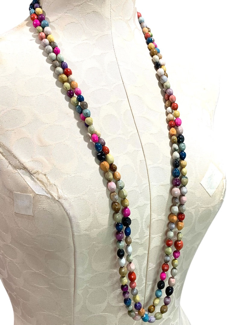 Multicolor Seed Necklace Strand String 76 Inch Overhead