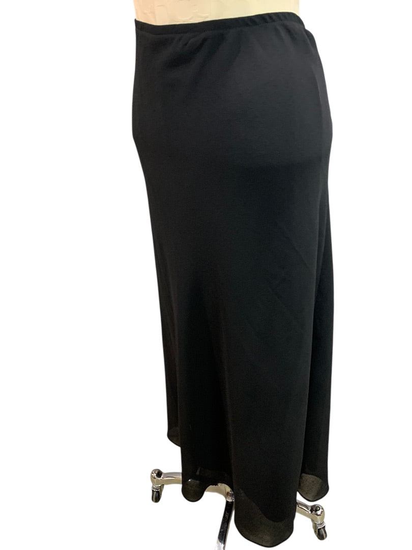 Size 20W MSK Women Black Lined Sheer Overlay Skirt 37" Length